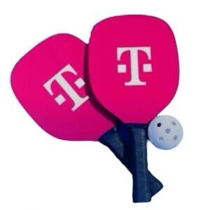 T-Mobile Pickleball Set of Two Pink & Black Paddles and White Ball - New in Bag